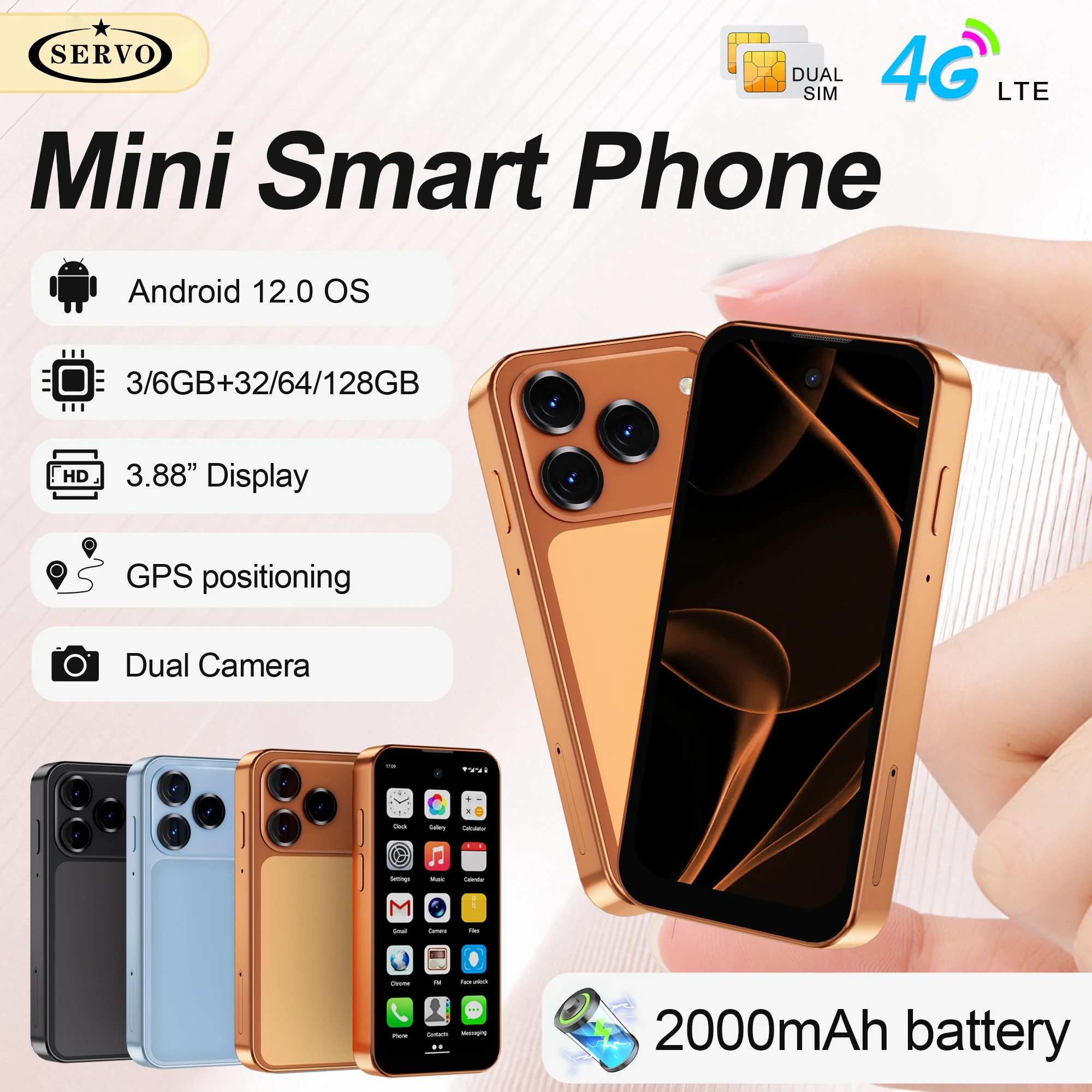 SERVO 4G LTE Mini Smartphone 3.88