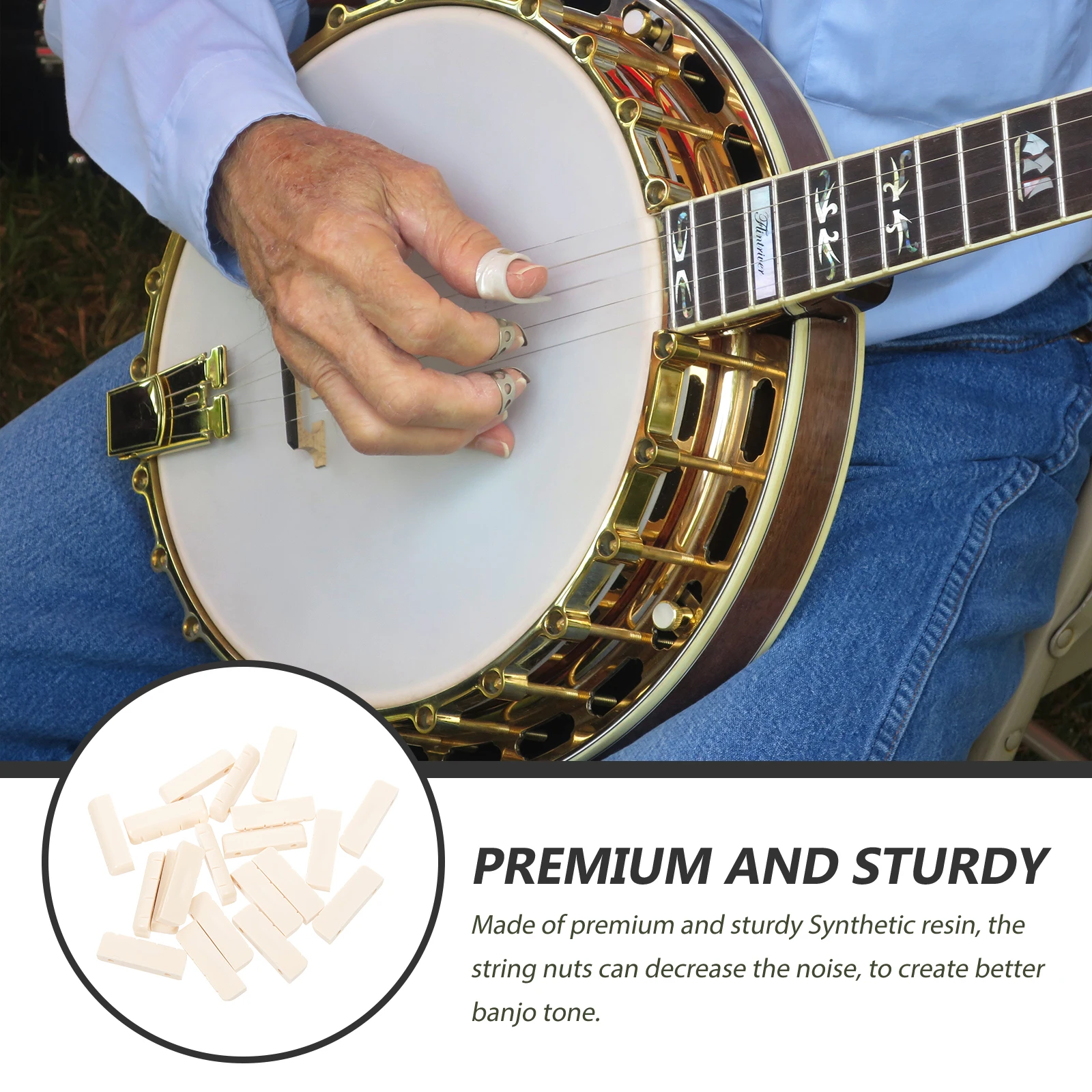 

20pcs Banjo String Nuts Premium Synthetic Resin Replacement Nut For Tone Sustain Durable Bridge Adjustment Banjo Accessories