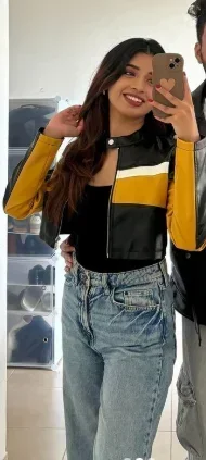 Women Contrast Stand Collar Leather Jacket Fashion Full Sleeve Zipper Loose Bomber Coat 2026 Lady Spring Autumn Racing Outwears