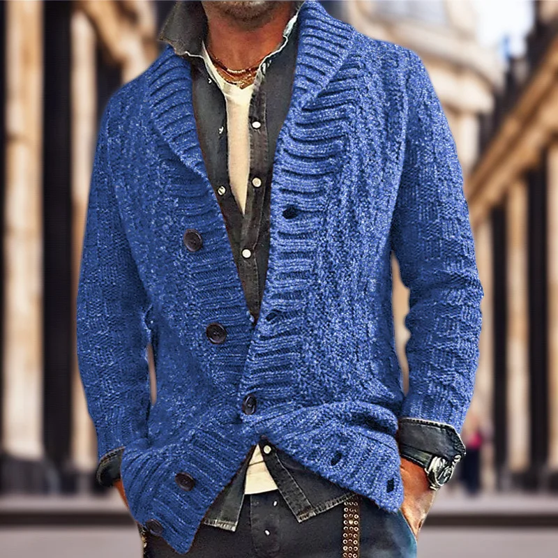 Autumn Winter New Fashion 2025 Men's Casual Trendy Loose Long Sleeve Turn-down Collar Single-breasted Knitted Sweater Coat Male
