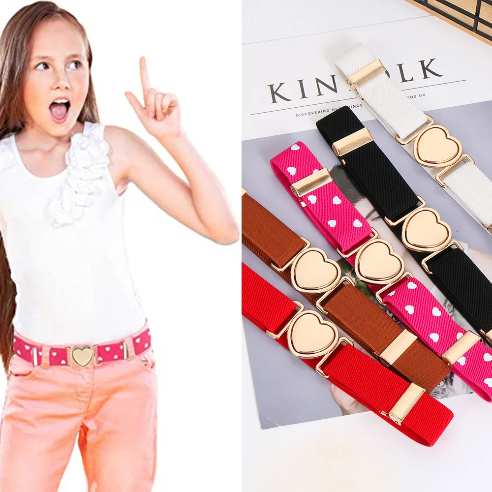 Teen Heart Belt  Stretch Girls Dresses Elastic Belts Waist Belt