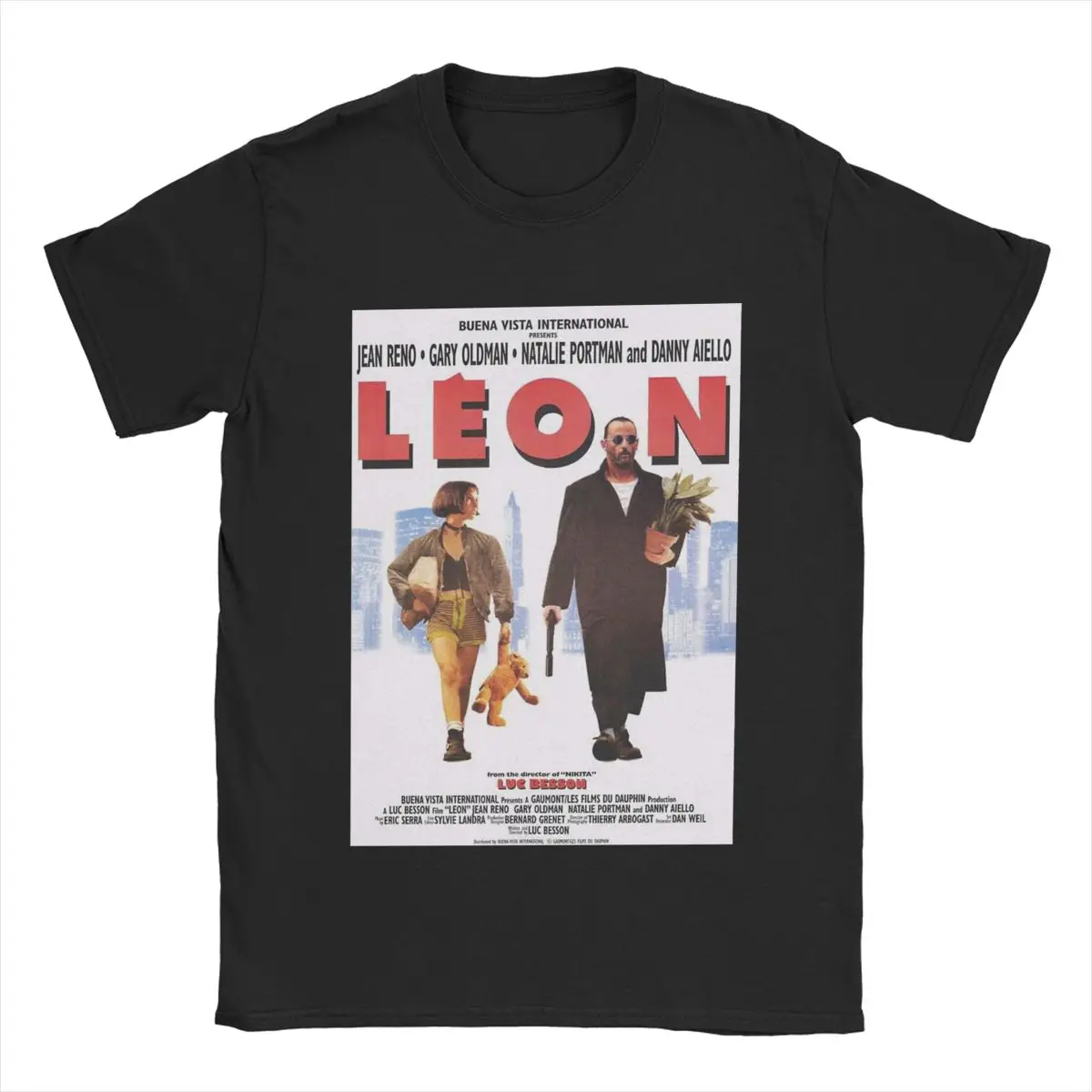 Men T-Shirt Leon The Professional Funny Pure Cotton Tees Short Sleeve Movie T Shirts Round Neck Tops Party