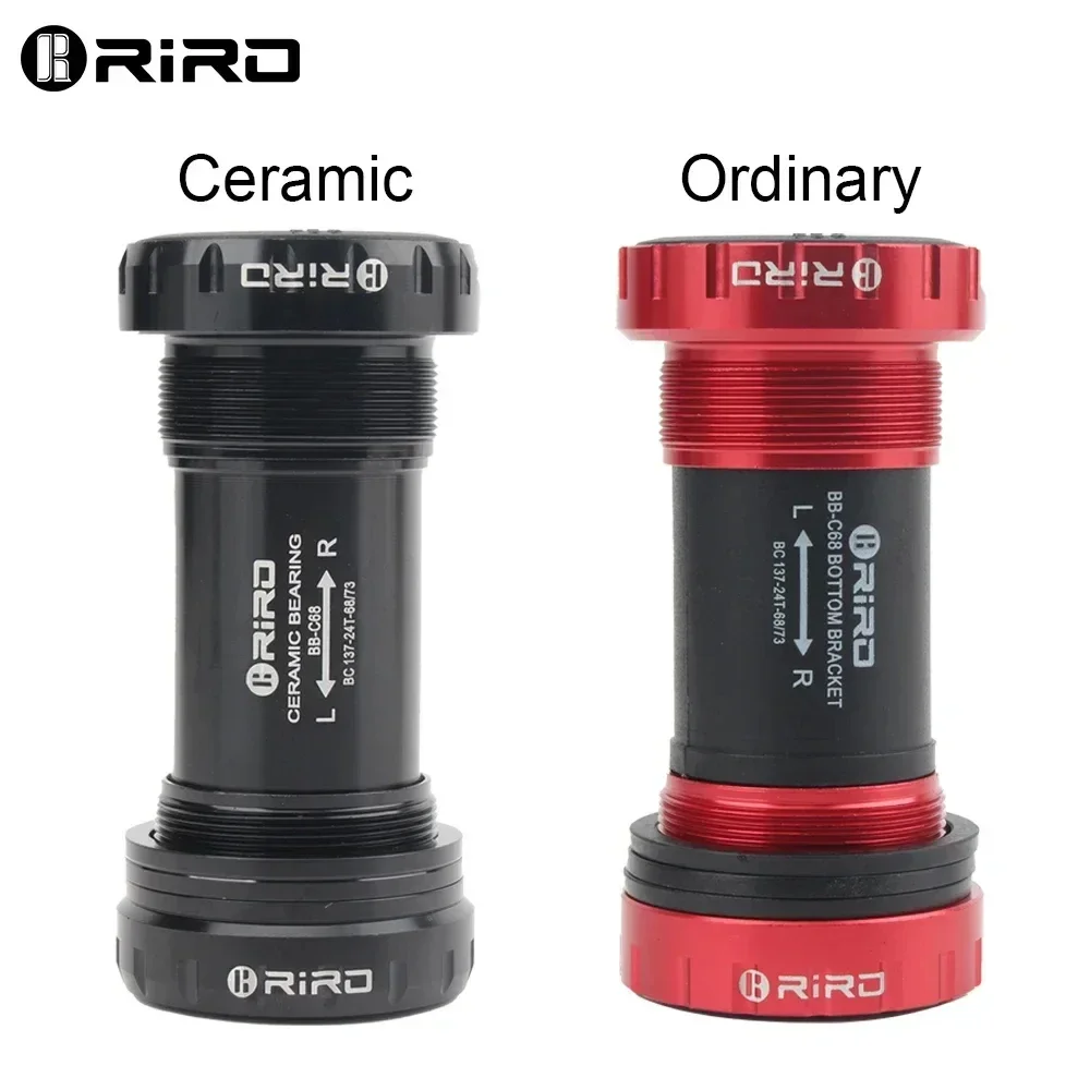 RIRO BB68 Bicycle Bottom Bracket Ceramic Bearing 68-73mm Bike Bottom Bracket 24mm Road Mountain Bike Crank Axle for SHIMANO