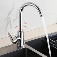 Kitchen Faucet Household Hot and Cold Mixer Tap Deck Mounted Sink Dishwasher Copper Alloy Single Handle Chrome Faucet