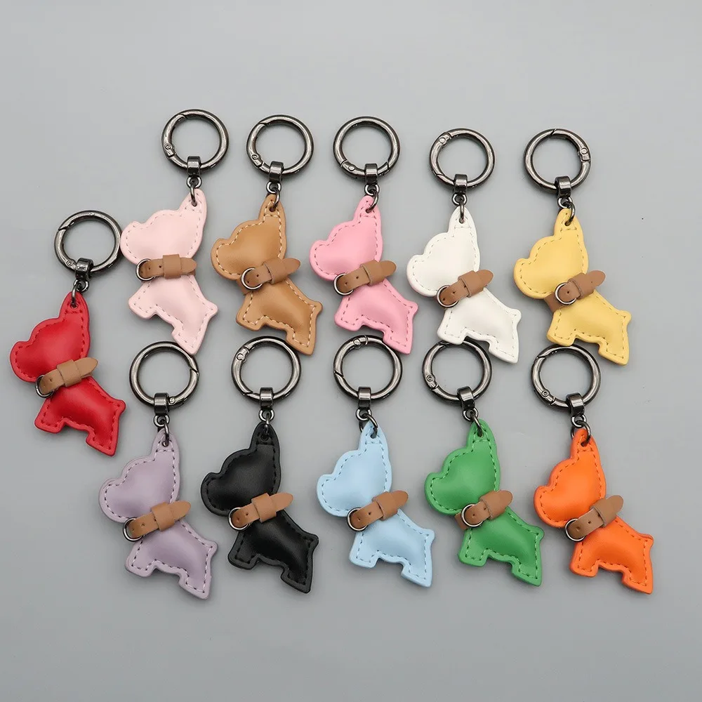 

Trendy French Bulldog Keychain Cute Puppy Animal Dog PU Leather Dog Hanger Cartoon Fashion Bulldog Bag Pendant Women