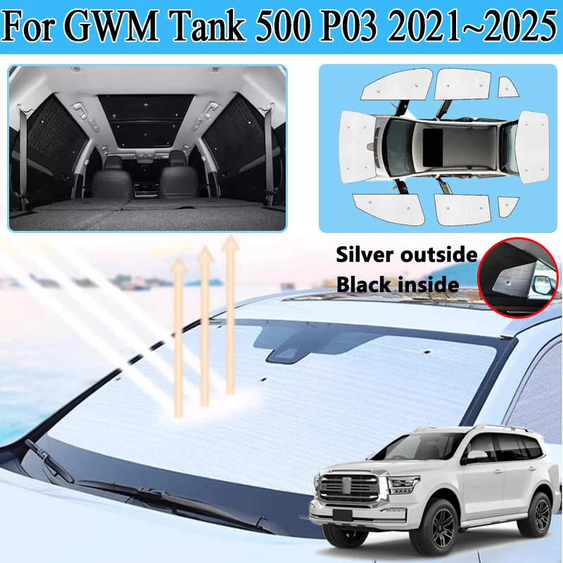 

Privacy Blocks For GWM Tank 500 P03 2021~2025 Full Coverage Sunshade Car Window Shading Sun Protector Anti-UV Auto Accessories