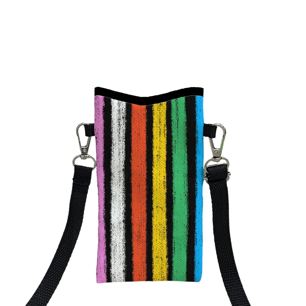 

Geometric Colorful Lines Print Phone Bag Adjustable Detachable Strap Designed Women Crossbody Bag Convertible Shoulder Bag3.3