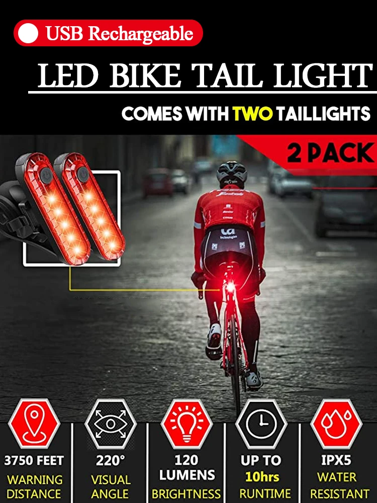 AliExpress NONE Bike Tail Light USB Rechargeable 4 Modes LED Taillights Safety Flashlight Waterproof Cycling Bicycle Rear Light