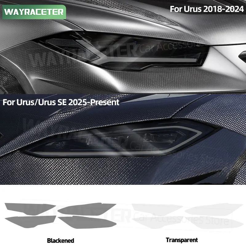 Car Headlight Tint Smoked Black Protective Film Transparent TPU Sticker For Lamborghini Urus 2025 2026 2027 2018+ Accessories