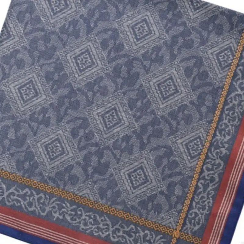 H8WB Cotton Handkerchief For Men Textured Jacquard Pattern Skin Safe Multipurpose Pocket Square Hankie For Wedding Parties