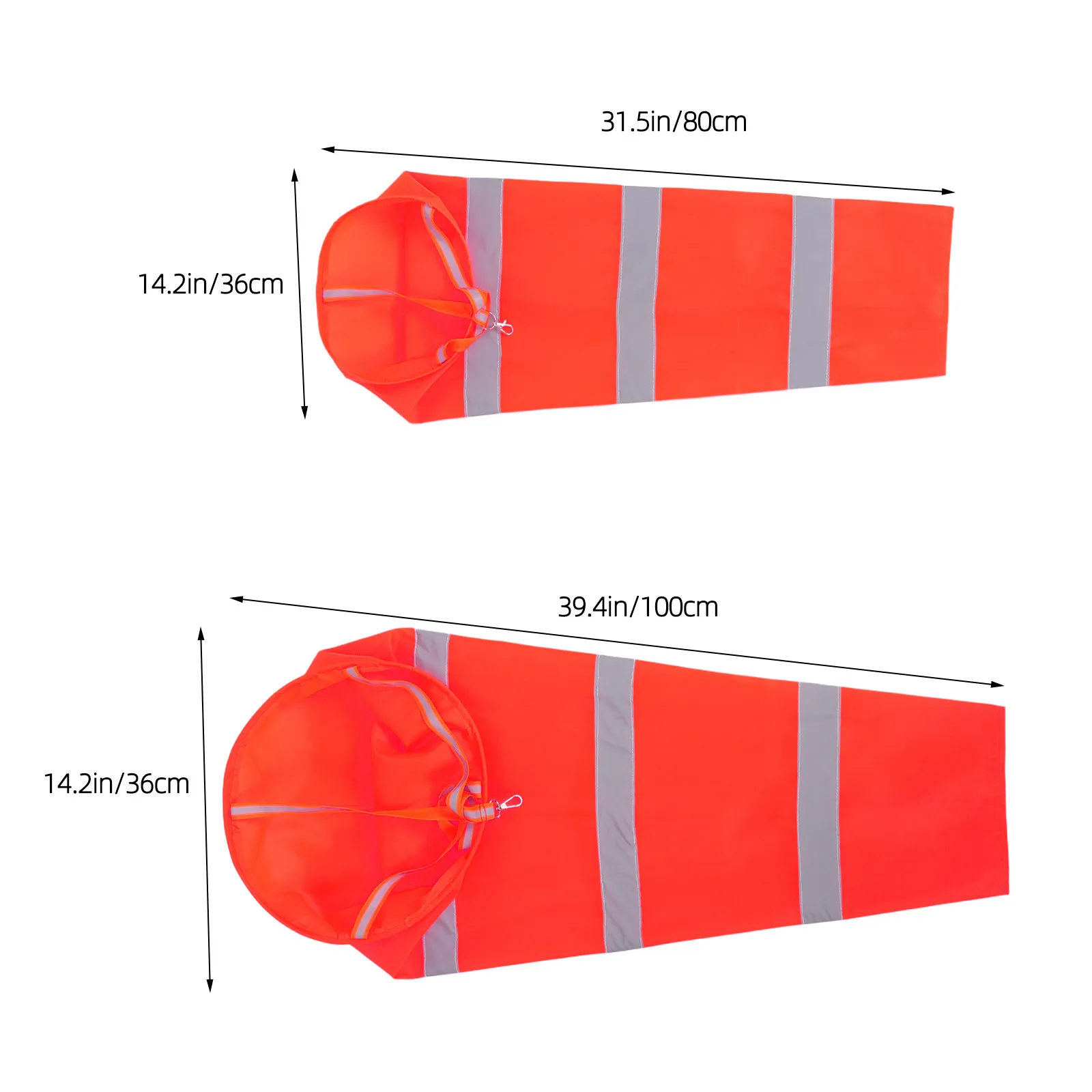 2Pcs Waterproof Reflective Orange Wind Sock High Visibility Wind Direction Indicator for Airports Construction Sites Emergency