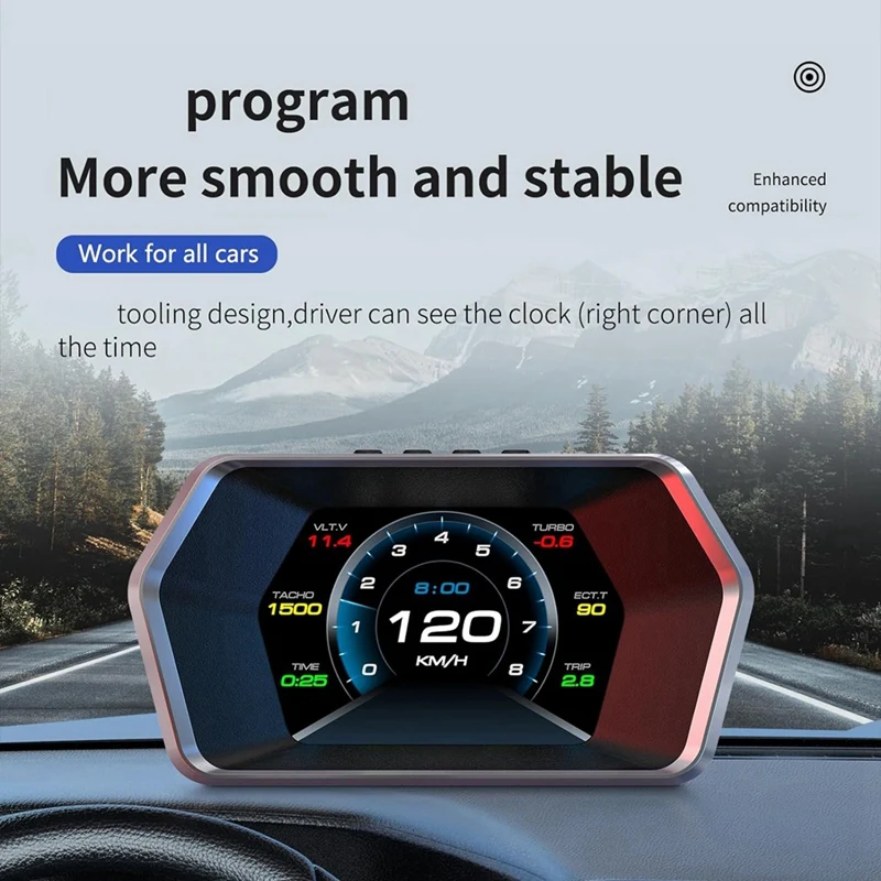 Car Heads Up Display, Car Smart Obd2 Gauge Display, Gps Speedometer With Vehicle Speed, Rpm, Fuel Consumption Voltage