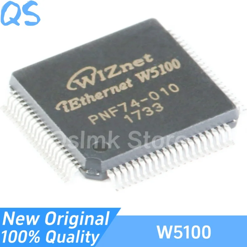 Patch asli asli W5100 LQFP-80 chip IC pengontrol Ethernet tertanam