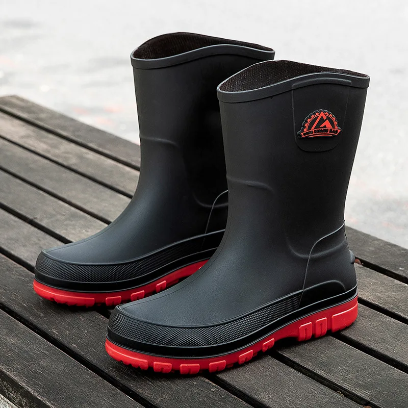 New men's waterproof shoes rain shoes non-slip rain boots medium tube fashion rubber shoes Korean version foot cover casual Shoe