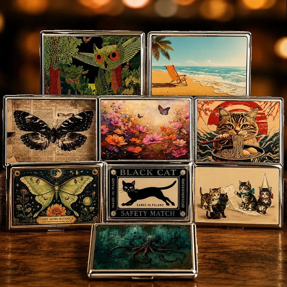 Vintage-Style Vintage Card Case Versatile Design Easy Snap Cash Case Multi-function Metal Material Card Holder Business Cards