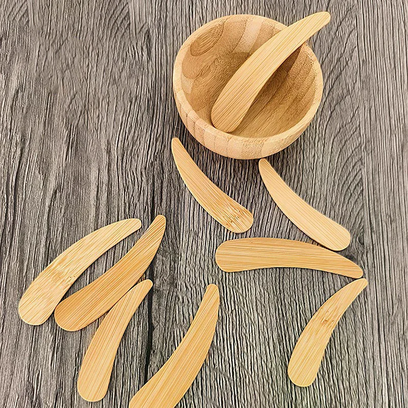 10Pcs Diy Mask Beauty Tool Skincare Cream Spoon Cosmetic Mini Face Clay Ointment Scrub Mask Brush Wooden Bamboo Spatula Curved