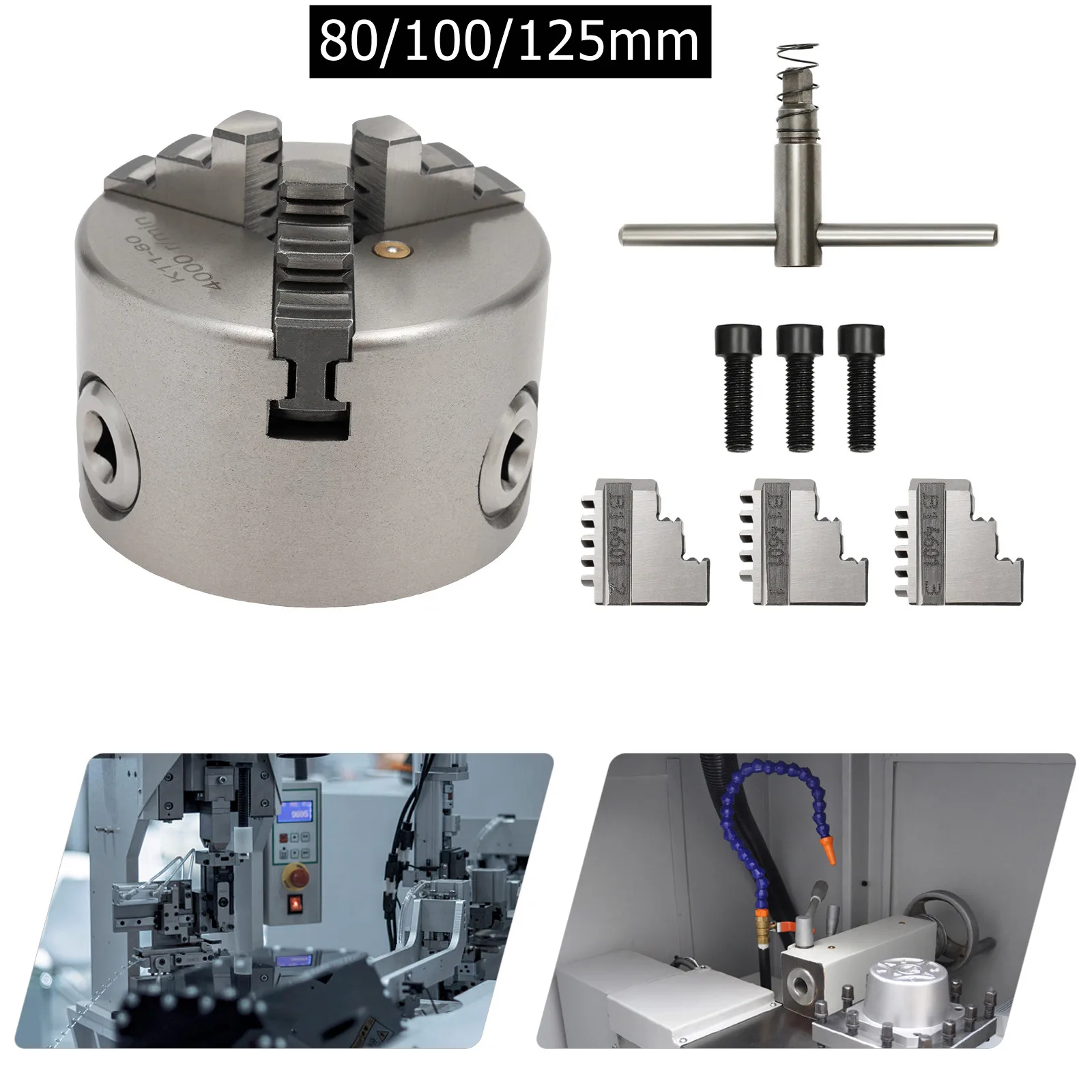 Lathe Chuck 3 Jaw/4 Jaw Chuck Precision Lathe Chuck 80/100/125mm
