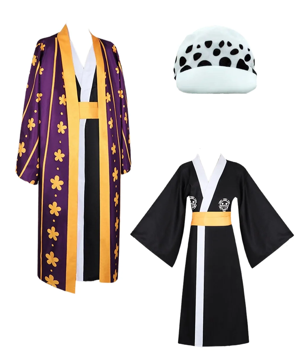 

Anime Trafalgar D. Water Law Cosplay Trafalgar Law Costume Kimono Hat Men's Suit Halloween Costume