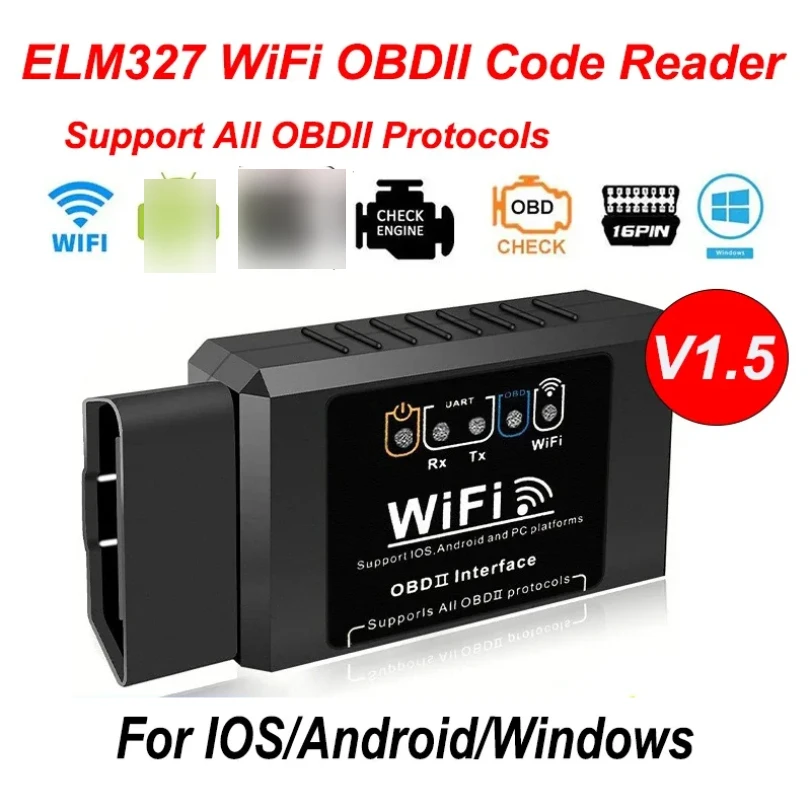 

Popular ELM327 WiFi OBD2 Code Reader Scanner V1.5 Car Diagnostic Tools Car Fault Detector For Android/IOS/PC