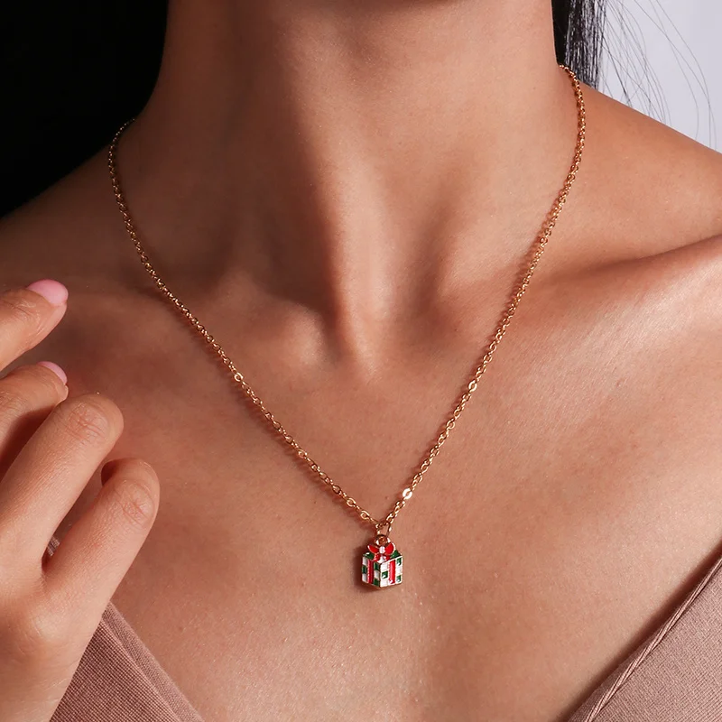 Mode Weihnachten Halsketten Emaille Santa Claus Baum Glocken Anhänger Halskette für Frauen Mädchen Weihnachten Party Urlaub Schmuck Geschenke – Detail 33