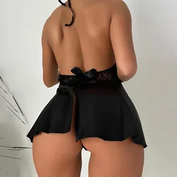 Women's Sexy Erotic Lace Dress Lingerie Erotic Lingerie Exotic Set Transparent Babydoll Thong Set Women's Pajama Dress 2024