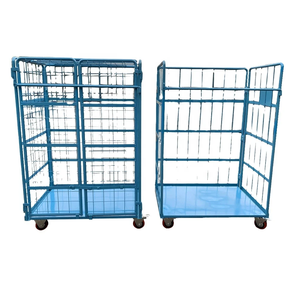 Heavy Duty Rigid A-Frame Welding Wire Mesh Rolltainer With Zinc Galvanized Surface ISO9001 Certified For Warehouse