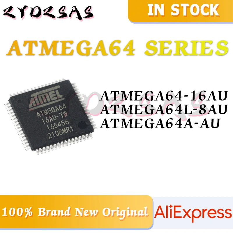 New ATMEGA64-16AU ATMEGA64L-8AU ATMEGA64A-AU ATMEGA64 ATMEGA64L ATMEGA64A IC MCU Chip TQFP-64