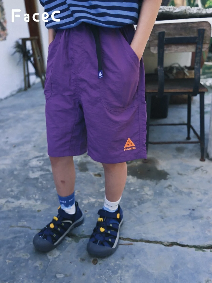Facec Boys Sport Shorts Quick Dry Cool Feeling Outdoor Five-Quarter Length Straight Leg Elastic Waistband Children's Summer P...