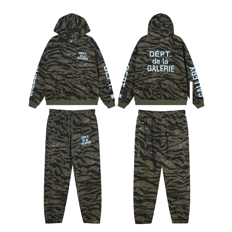 

Lightweight Camouflage Hoodie Sweatshirt Loose Pants Casual Wear Letter Print Autumn Collection Youth Fashion Cotton Blend Set