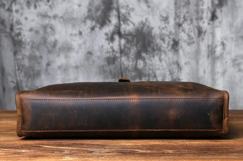 Nzpj Vintage Echt leder Herren Aktentasche natürliche Rindsleder Handtasche verrückte Pferd Leder Computer tasche lässige Umhängetasche – Detail 7