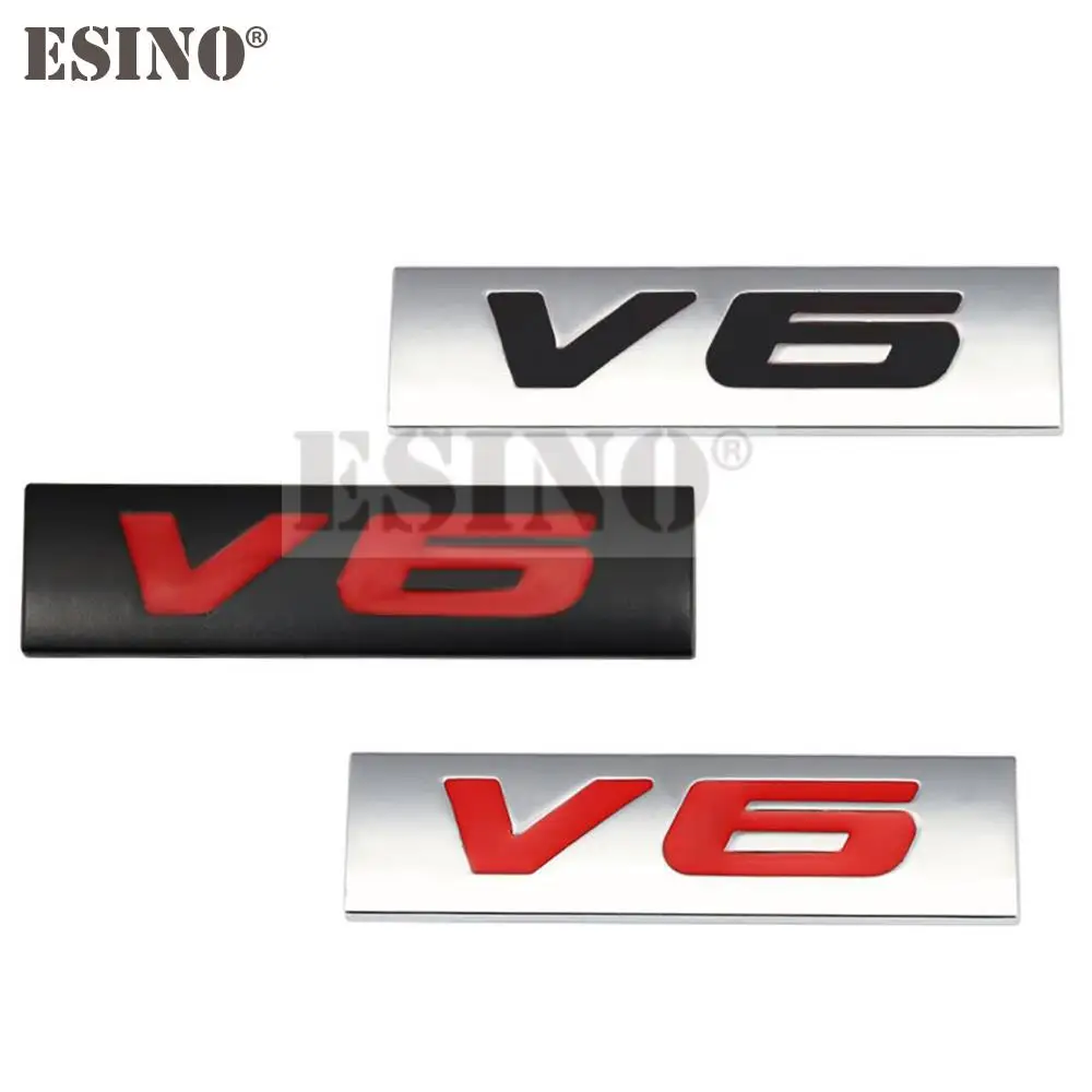 Car Styling 3D V6 V8 4 x 4 Logo Metal Zinc Alloy Car Sticker Badge Body Rear Trunk Adhesive Decal Emblem