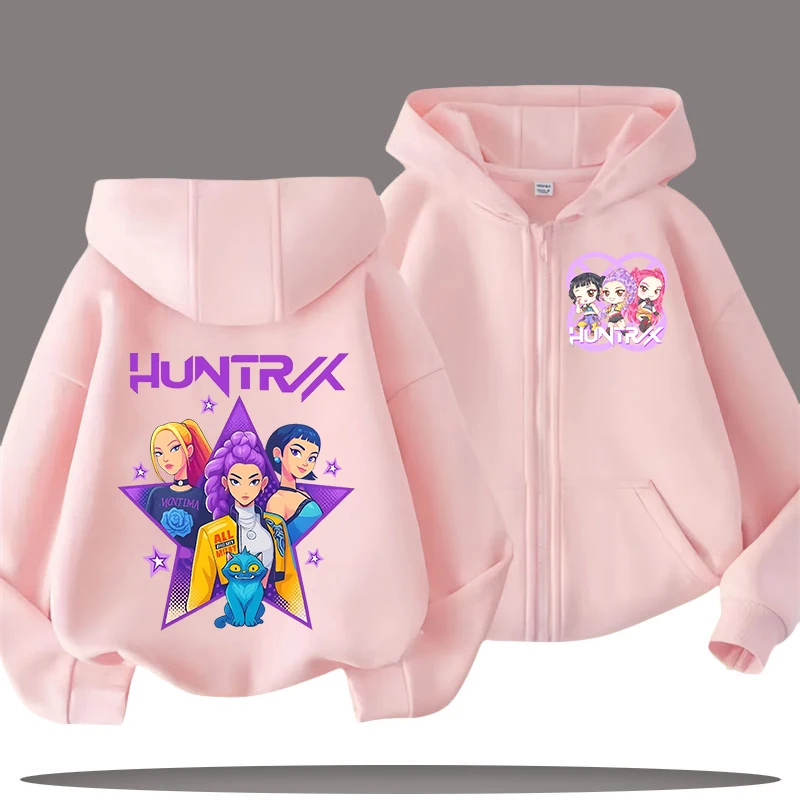 K-pop Demon Hunters Kapmantel voor Kind Anime Huntrix Rumi Zoey Cartoon Mode Zip Jas Jongen Meisje Leuke Top Kinderkleding Gift