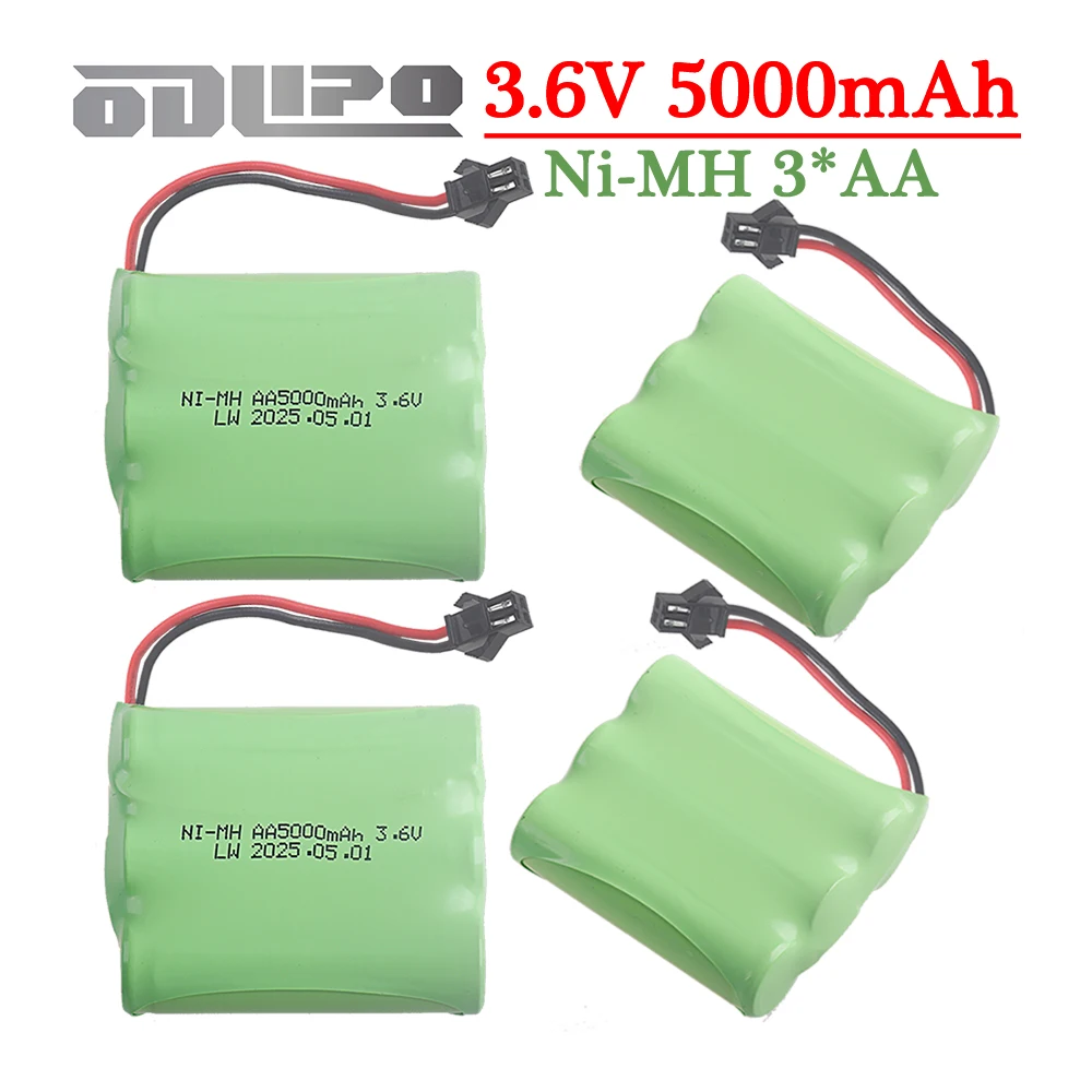 (SM-STECKER) 3,6 V Ni-MH-Akku AA 3,6 V 5000 mAh wiederaufladbarer Akku für Rc-Spielzeug, Auto, LKW, Tank, Roboter, Bootsteile, 3,6 V, 3000 mAh
