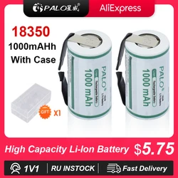 PALO 2-8PCS 18350 Lithium Battery 3.7V Rechargeable Li-ion 18350 Cells With Nickel sheet for Electric Flashlight Toothbrush