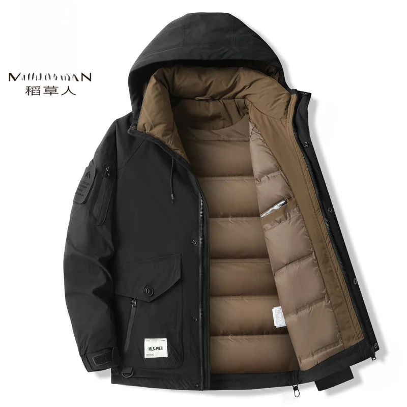 

Men's Winter Thiened Warm Windproof ort down Jaet Outdoor Skiing Workwear Faion Urban Sle Polyester Fiber Coat