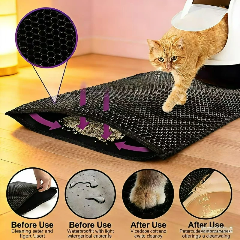 

Cat Litter Mat Non Slip Big Pet Litter Box Filter Mat Double Layer Wear Resistant Waterproof Cat Litter Mat Pet Clean Supplies