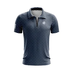Zippered Polo Shirt Casual Print Lapel Men's Clothing Outdoor Golf Billiards Bowling RIGHTTRACK Sportswear