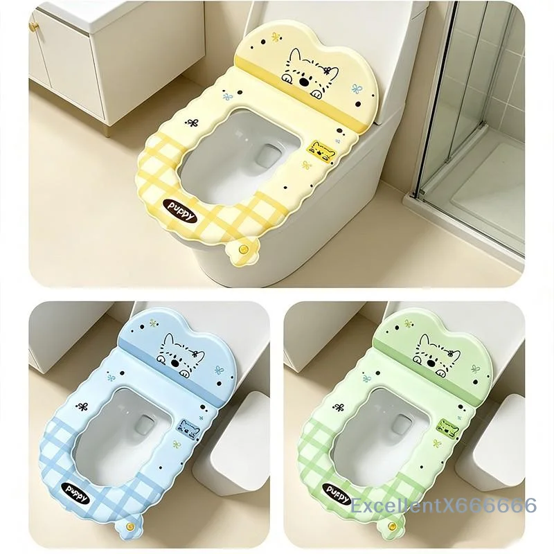 Anti-Bacterial Toilet Seat Cover with Backrest Non-Slip Waterproof Hygienic Pad for Public Restroom Travel Use