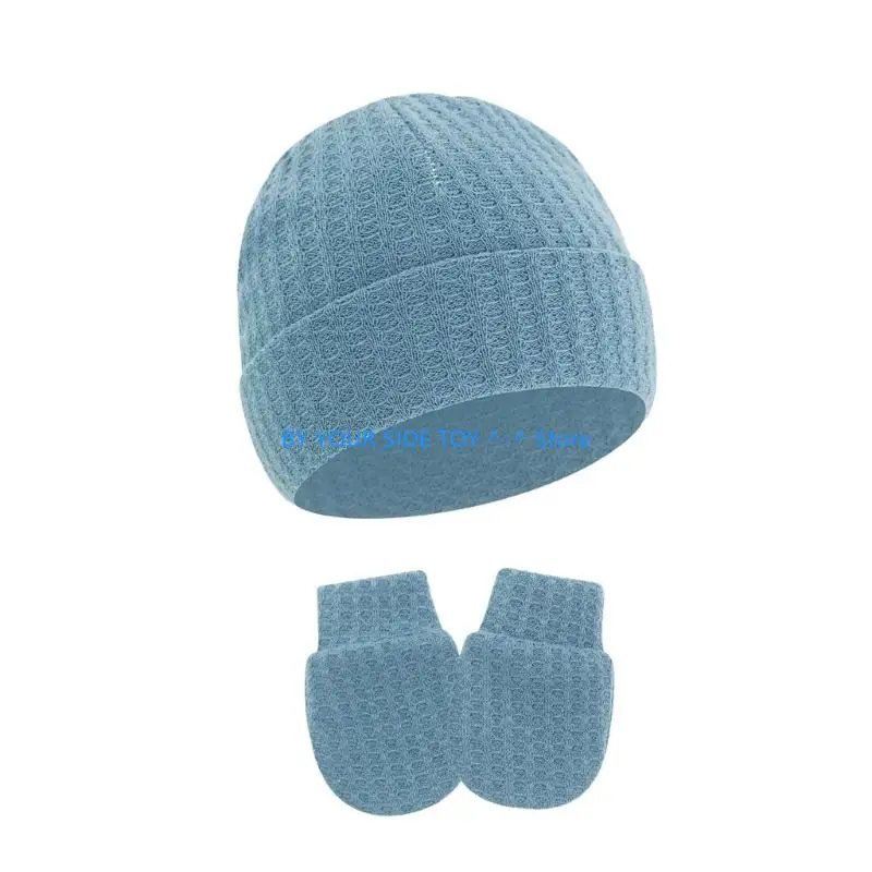 Comfortable Newborns Baby Hat with Matching Scratch Proof Gloves 0-6 Month Infant Keeping Face Protected U6XE