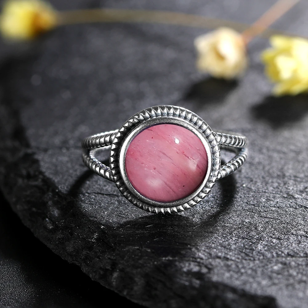 Unisex 10mm Natural Labradorite Ring in 925 Silver