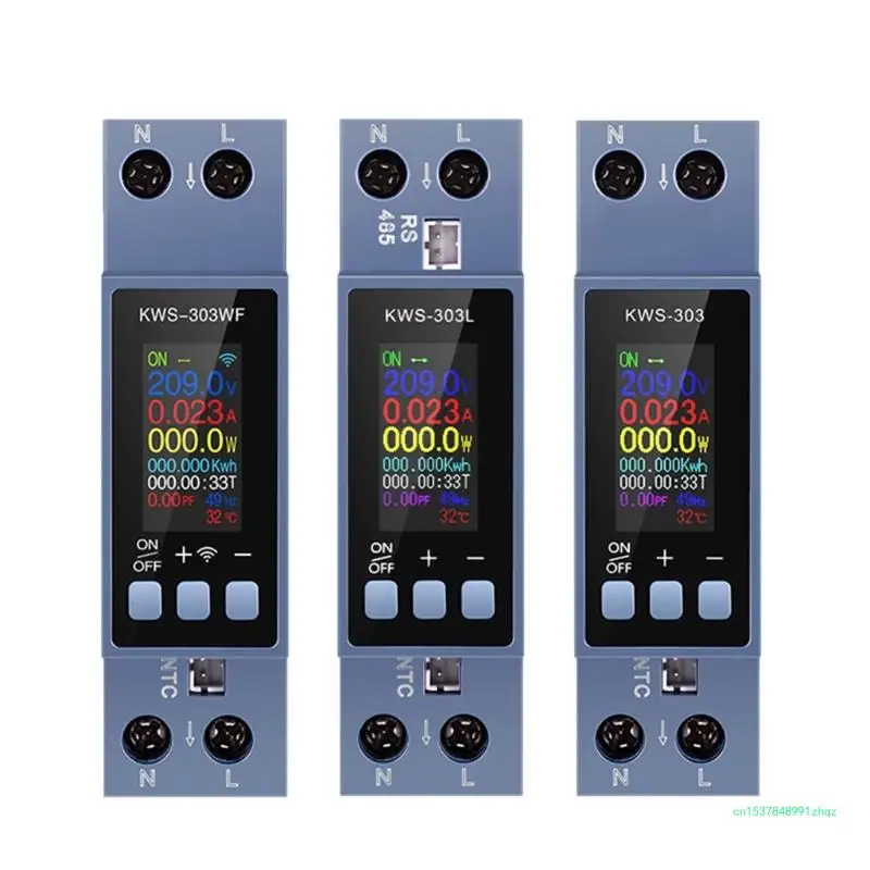 Power Energy Tester with TFT Color Screen Din Monitors AC85-290V 40A Current Meter Multifunction Meter