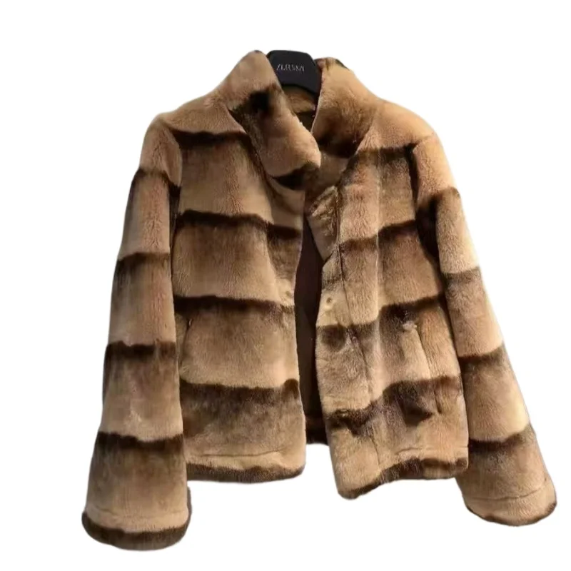 

Imitation Fur Coat Women's New Maillard Furry Coat Mink Feel Imitation Gold Mink Coat A Sophisticated and Mature Commuter Style