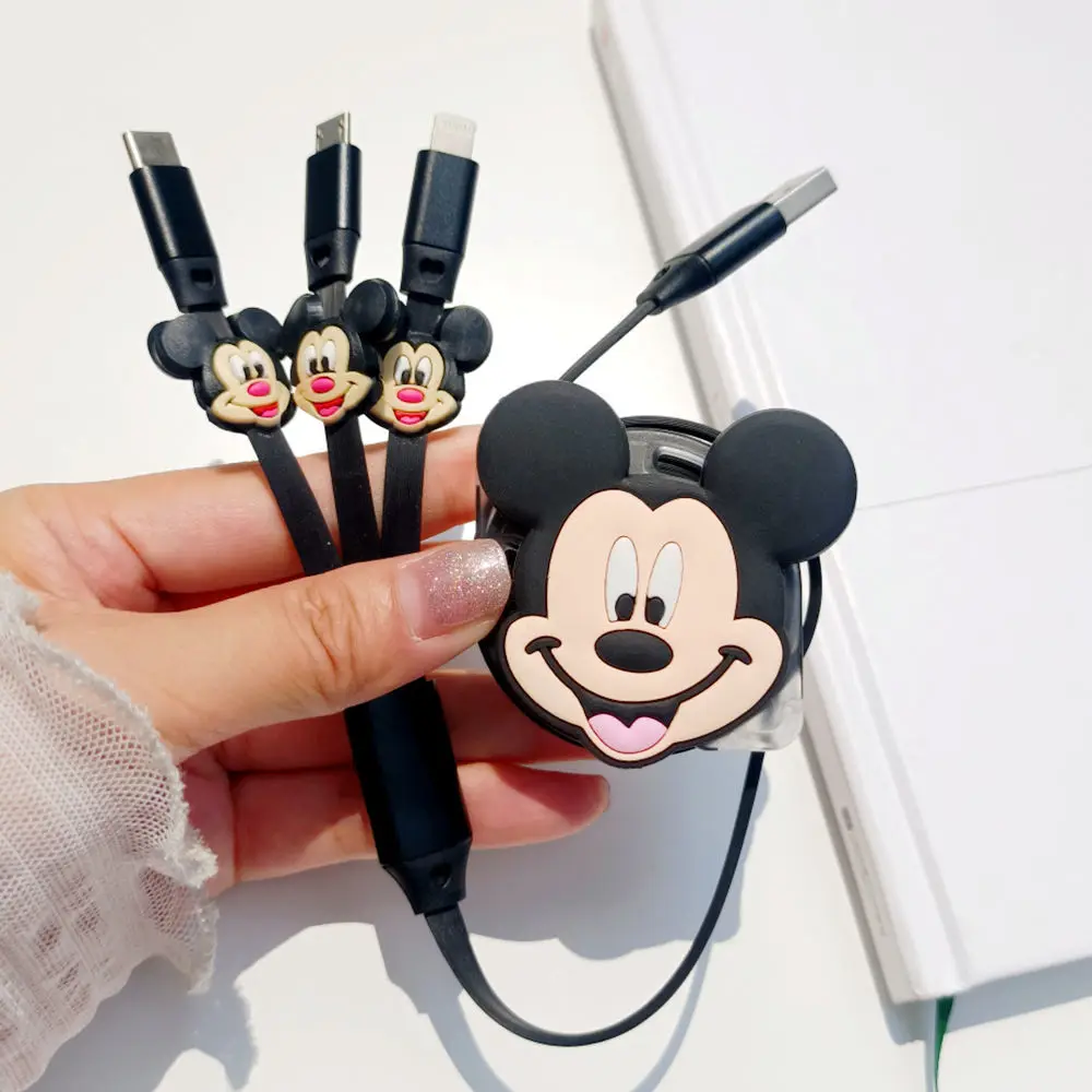 Śliczny Mickey Minnie trzy w jednym ładowarka kabla danych szybko ładujący się samochód typu Android Reno uniwersalne akcesoria samochodowe dla