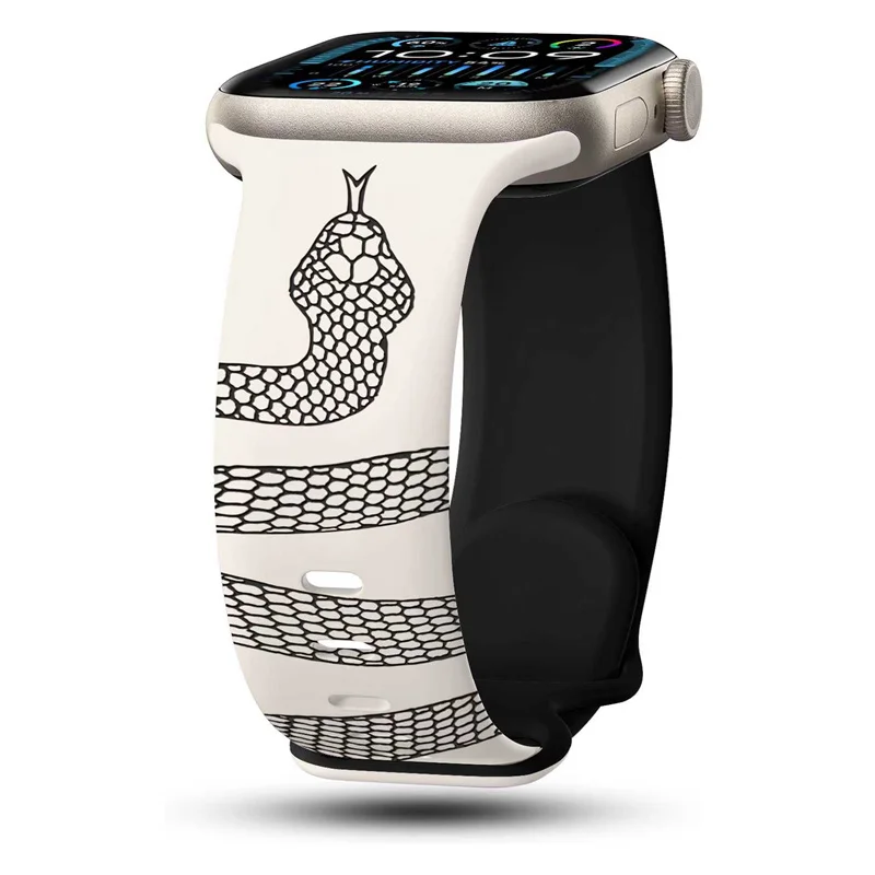 Stylish Engraved Snake Design Two-color Band For Apple Watch 42mm 46mm 49 45 41 S10 9 8 Perfect Daily Wear Parties Sports Strap