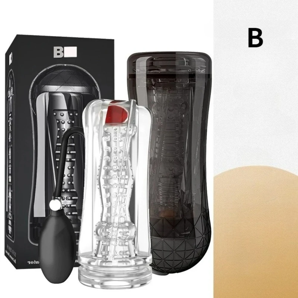 Male Masturbation Cup Penis Pump Glans Stimulator Penis Trainer Vibrating Ball Inflatable Bulb Squeeze Adults Products Sex Toys - view 2