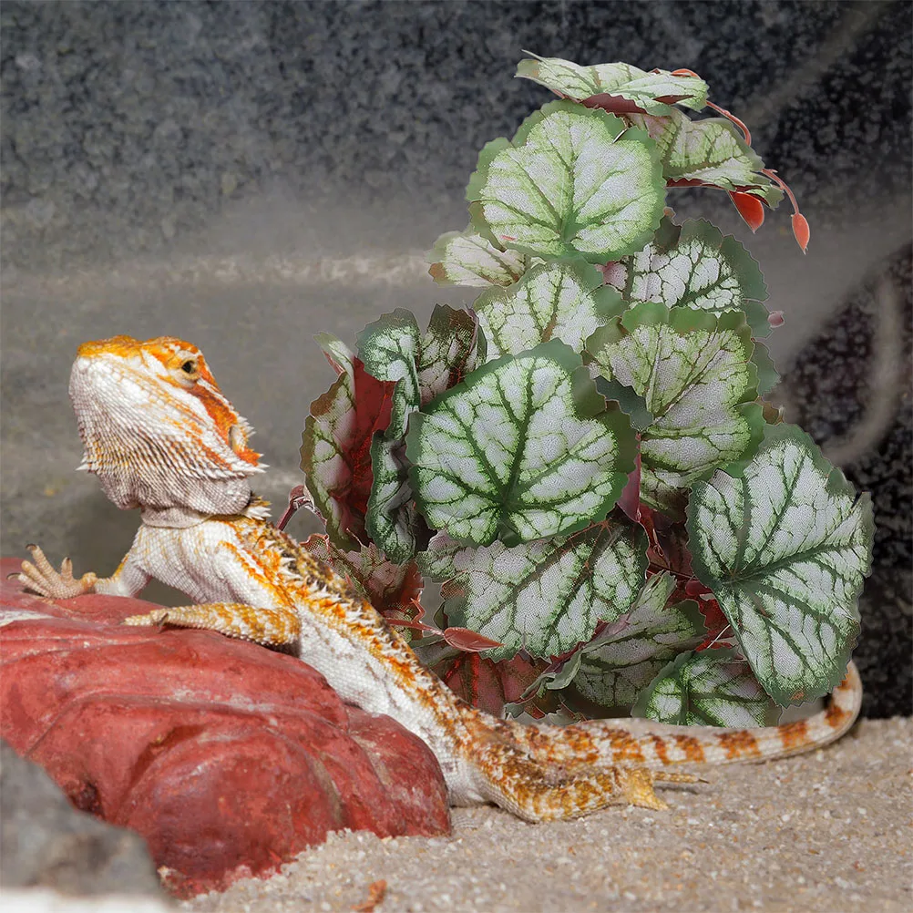 نبات محاكاة نابض بالحياة الأخضر الاصطناعي معلقة يترك لتررم ديكور الزواحف مخبأ تسلق الحيوانات الأليفة الموئل زخرفة وهمية #4