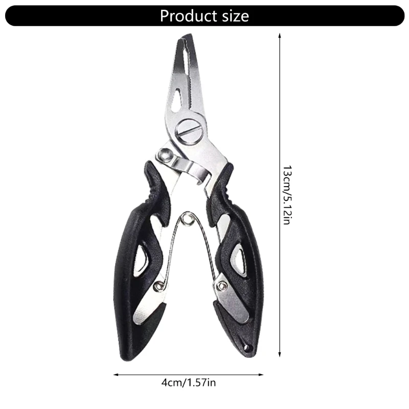 G92F Fish Fishing Pliers with Storage Bag Lanyard Mutifunctional Line Cutter Hook Remover Split Rings Pliers