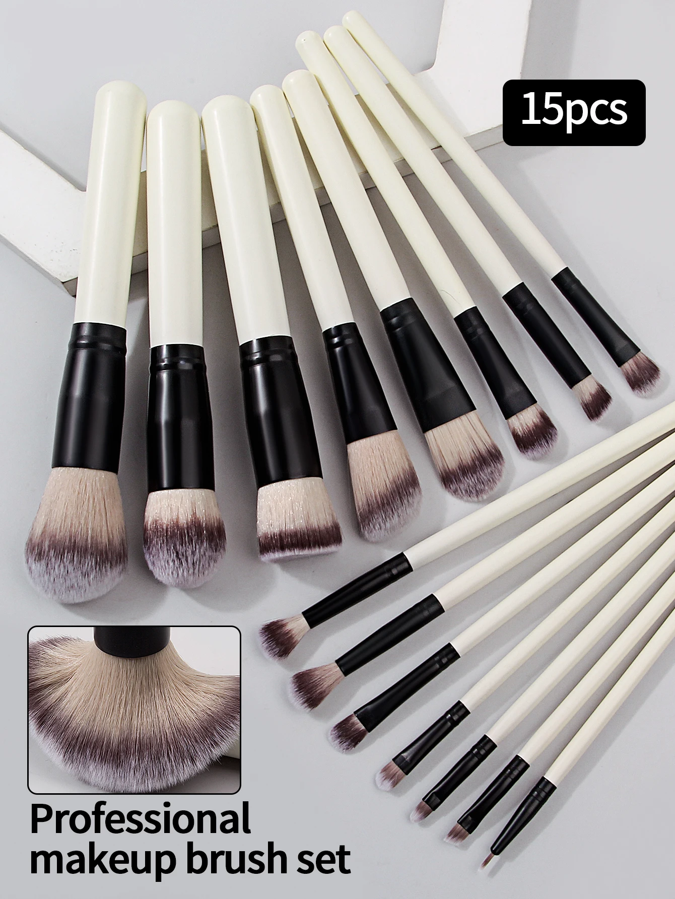 15Pcs Premium Makeup Brushes Set Foundation Brush with Eyeshadow Details Brushes Soft Bristle for Travel School Beginne2028