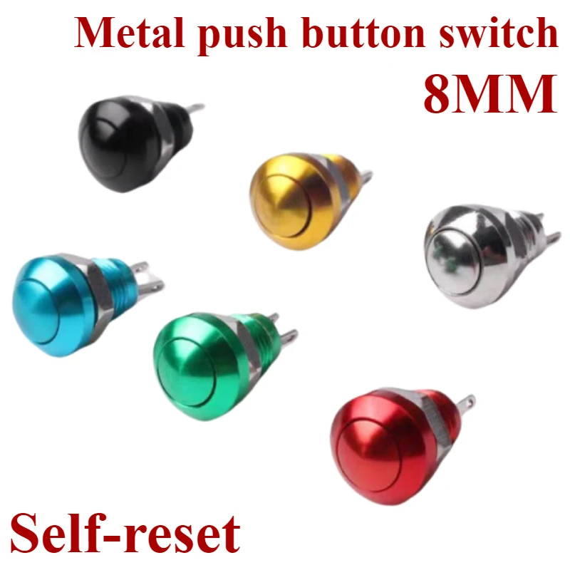 1pc 8mm Momentary Metal Horn Doorbell Bell Push Button Switch Waterproof Car Auto Engine PC Power Start Starter