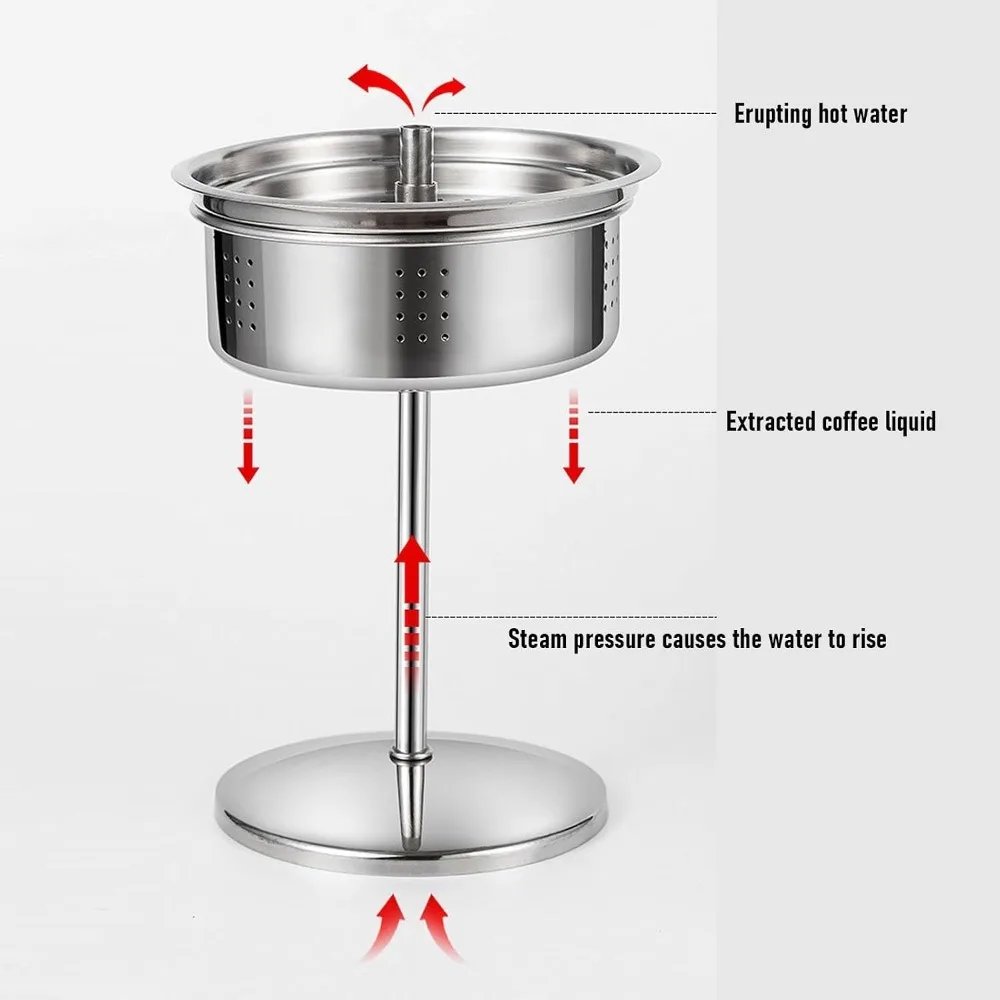 9 Cup Capacity Camping Percolator Coffee Pot Removable Lid Wood Handle Stovetop Coffee Maker Stainless Steel Material